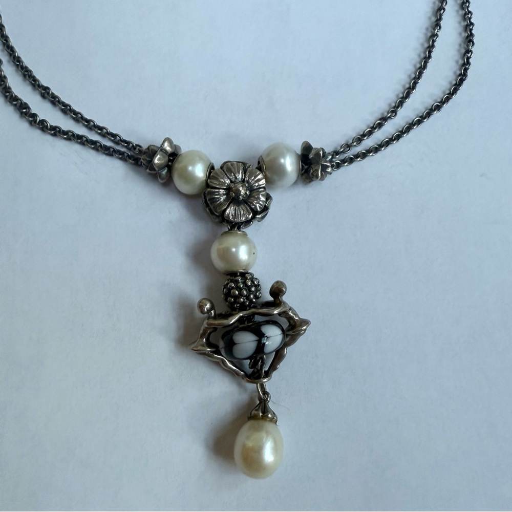 Trollbeads fantasy necklace with pearls and ballerinas